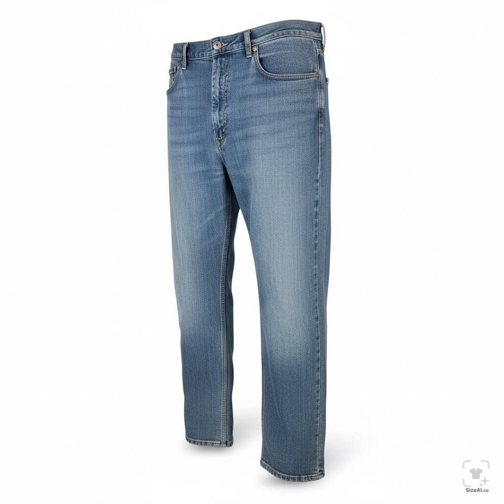 Levis 505 Jeans Mens 38x32 Blue Light Wash Straight Denim Zip Fly Regular Fit - Picture 2 of 14